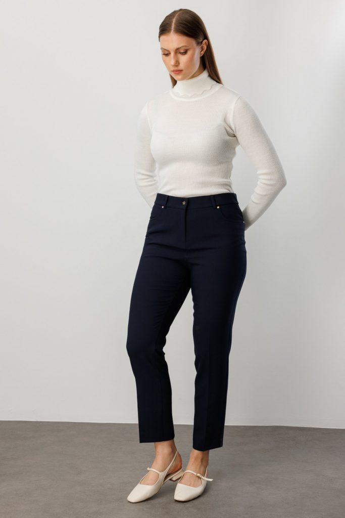 EKOL Dar Paça Büyük Beden Pantolon1009 - Lacivert