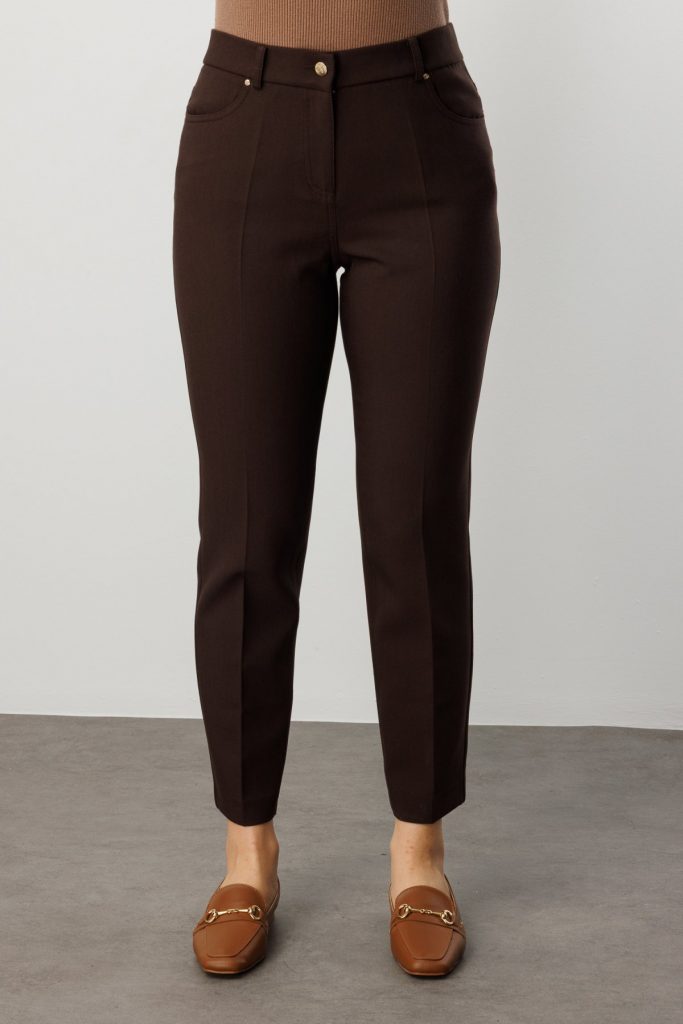 EKOL Dar Paça Büyük Beden Pantolon1009 - kahve