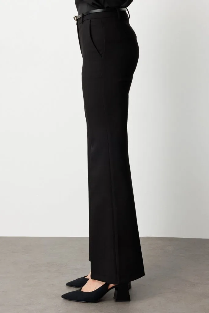 EKOL Beli Kemerli İspanyol Paça Pantolon 1011