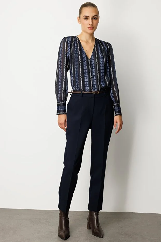 EKOL Beli Kemerli Dar Paça Pantolon 1013