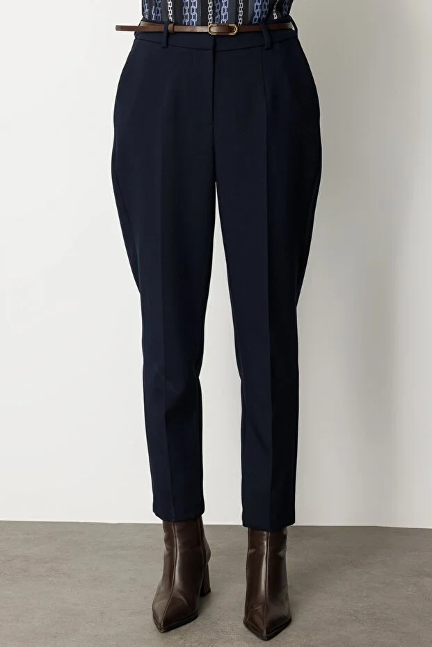 EKOL Beli Kemerli Dar Paça Pantolon 1013 - Lacivert