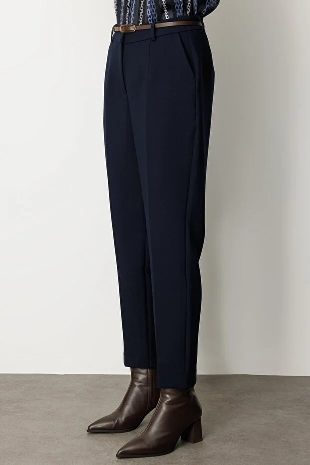 EKOL Beli Kemerli Dar Paça Pantolon 1013 - Lacivert