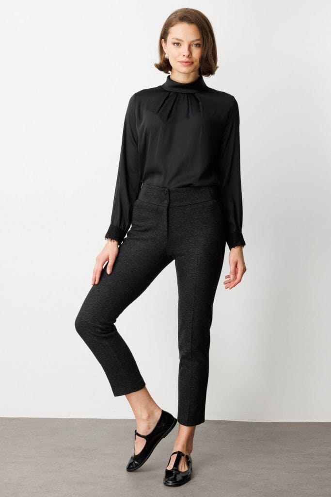 EKOL Çift Düğmeli Dar Paça Pantolon 1017