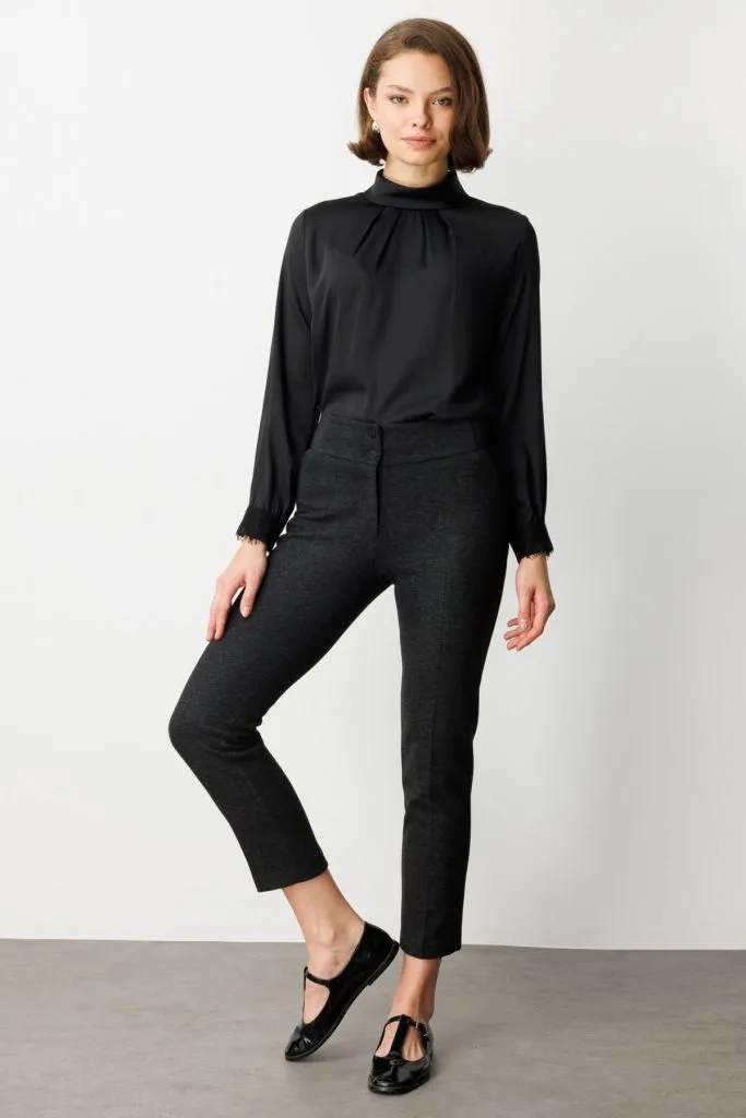 EKOL Çift Düğmeli Dar Paça Pantolon 1017