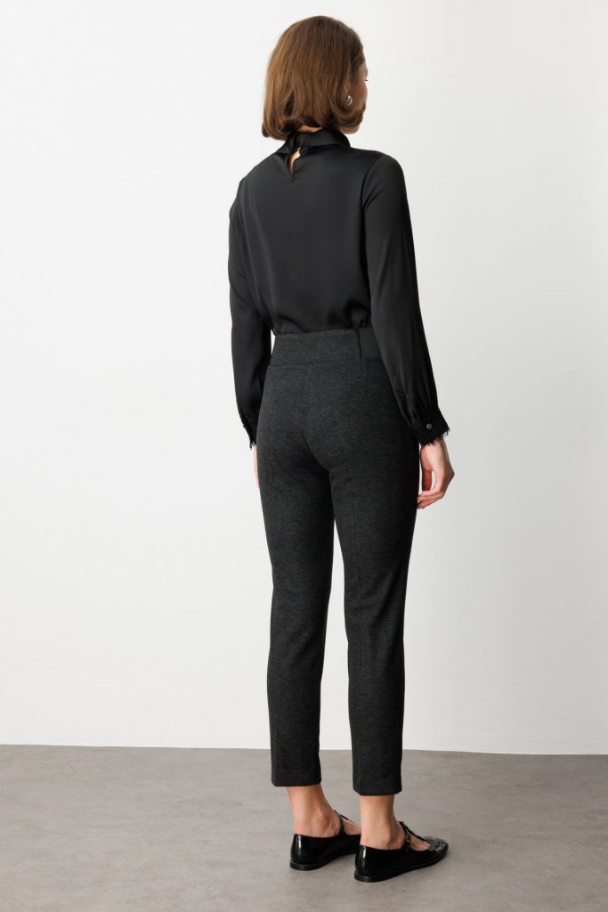 EKOL Çift Düğmeli Dar Paça Pantolon 1017 - Siyah