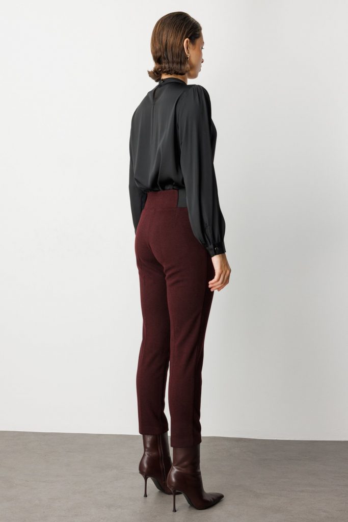 EKOL Çift Düğmeli Dar Paça Pantolon 1017 - bordo