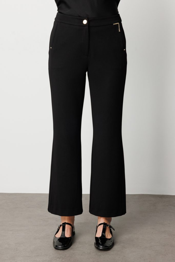 EKOL Zincir Aksesuarlı Bol Paça Pantolon 1021 - Siyah