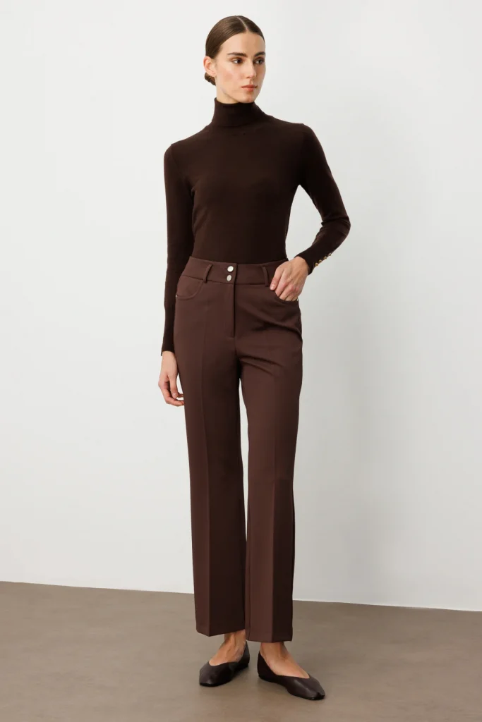 EKOL Yüksek Bel İspanyol Paça Pantolon 1023