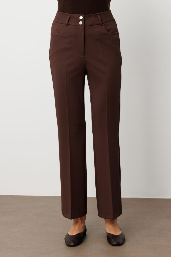 EKOL Yüksek Bel İspanyol Paça Pantolon 1023 - kahve