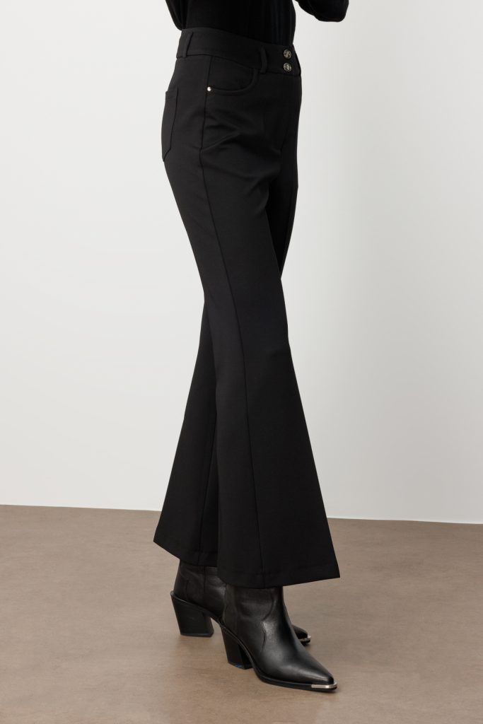 EKOL Yüksek Bel İspanyol Paça Pantolon 1023 - Siyah