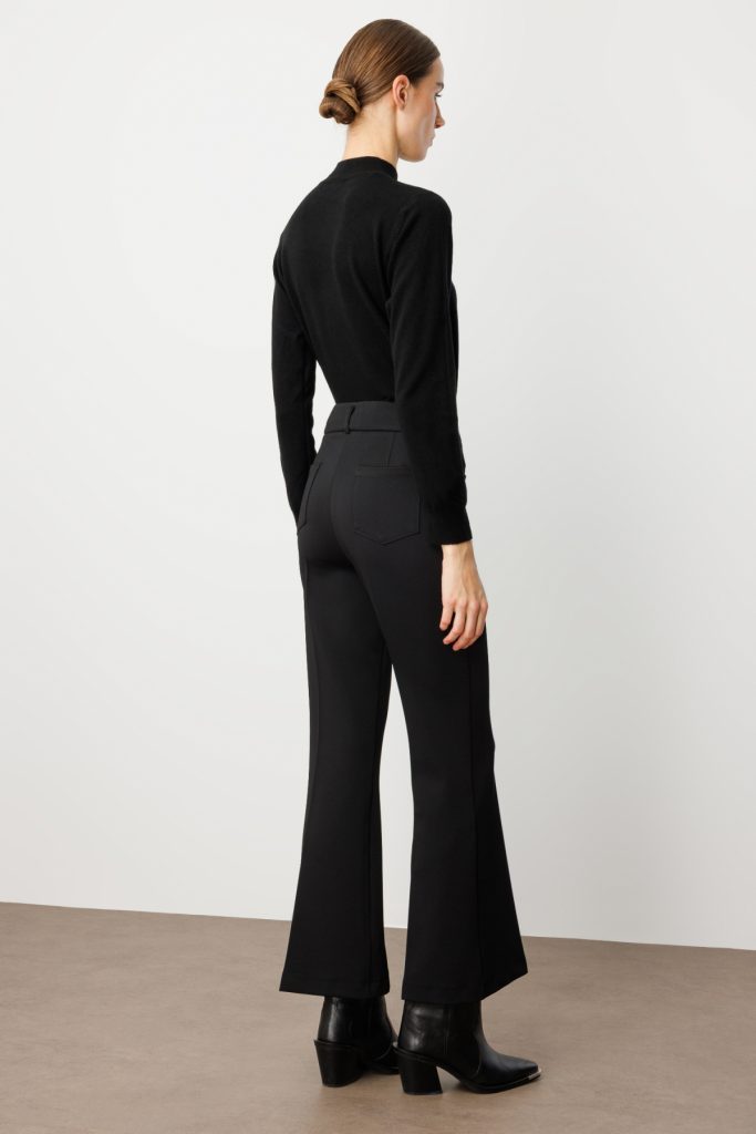 EKOL Yüksek Bel İspanyol Paça Pantolon 1023 - Siyah