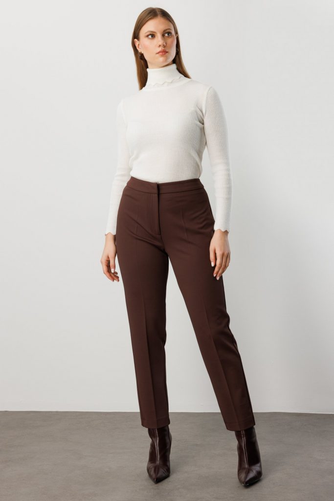 EKOL Dar Paça Cepsiz Pantolon 1025-26k - kahve