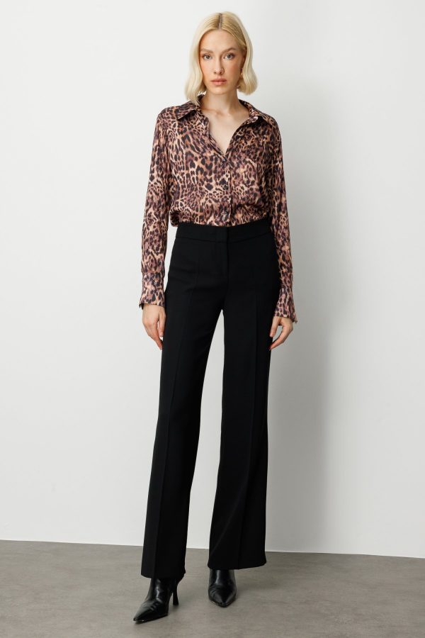 EKOL Kadın Krep Kumaş Bol Paça Pantolon 1031