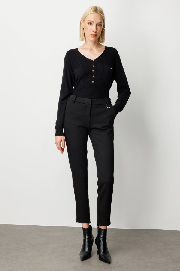 EKOL Beli Lastikli Simli Kumaş Pantolon 1041