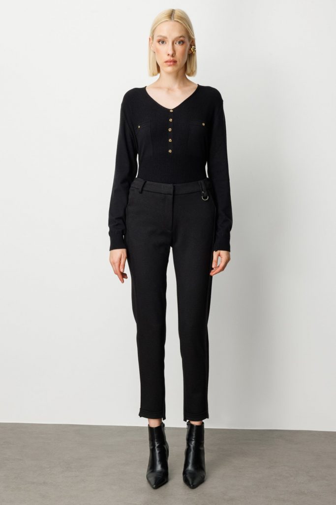 EKOL Beli Lastikli Simli Kumaş Pantolon 1041