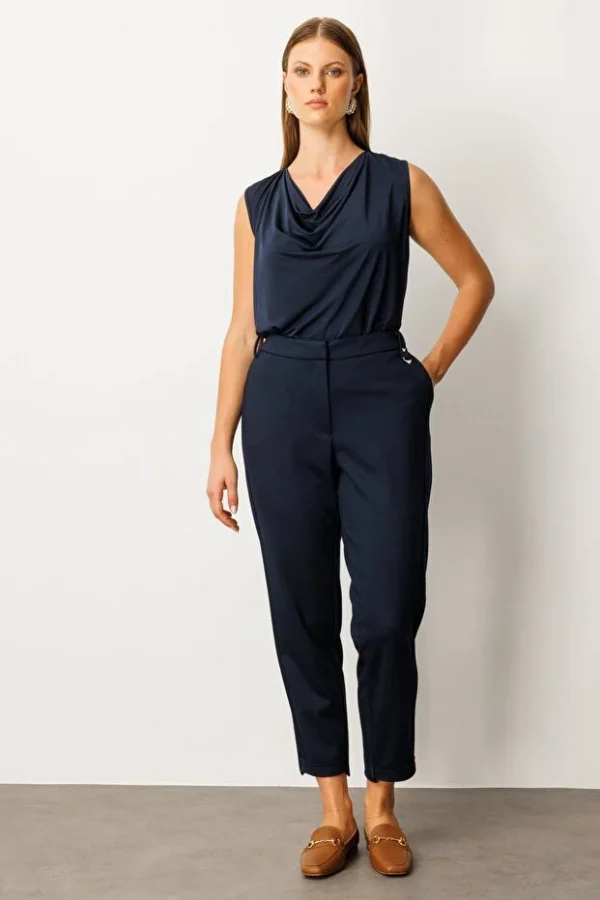 EKOL Beli Lastikli Aksesuar Detaylı Pantolon 1043