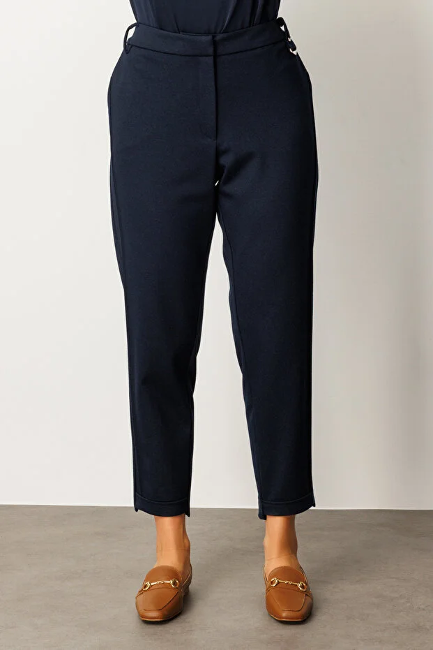 EKOL Beli Lastikli Aksesuar Detaylı Pantolon 1043 - Lacivert