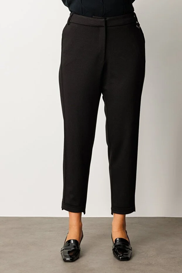 EKOL Beli Lastikli Aksesuar Detaylı Pantolon 1043 - Siyah