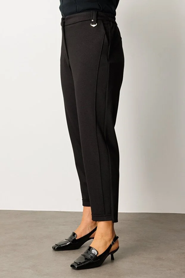 EKOL Beli Lastikli Aksesuar Detaylı Pantolon 1043 - Siyah