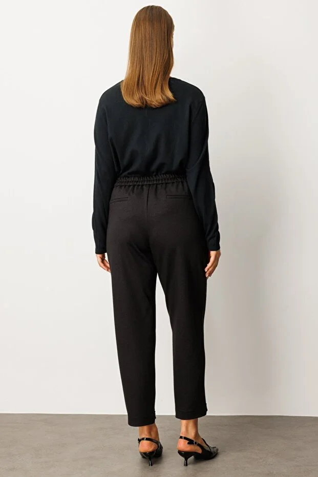 EKOL Beli Lastikli Aksesuar Detaylı Pantolon 1043 - Siyah