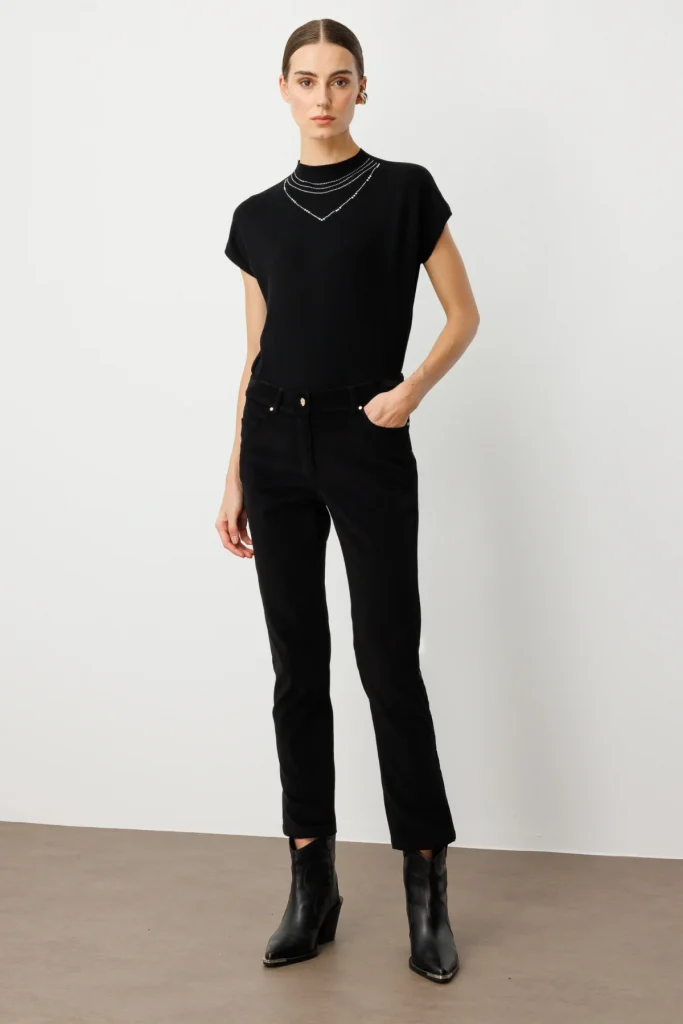 EKOL Boru Paça Kadife Pantolon 1049 - Siyah