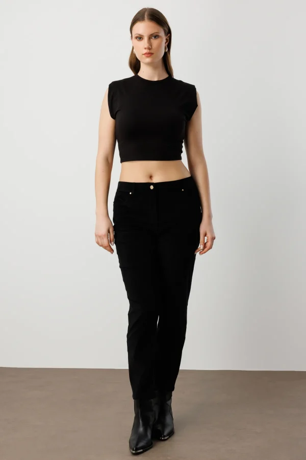 EKOL Dar Paça Kadife Pantolon 1051