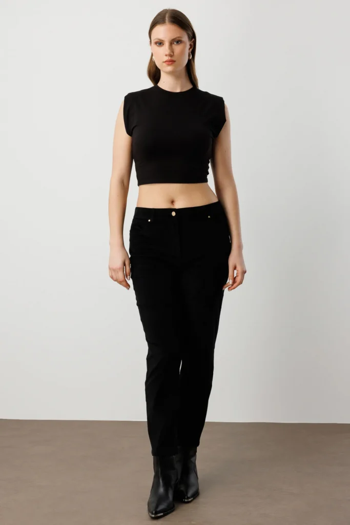 EKOL Dar Paça Kadife Pantolon 1051