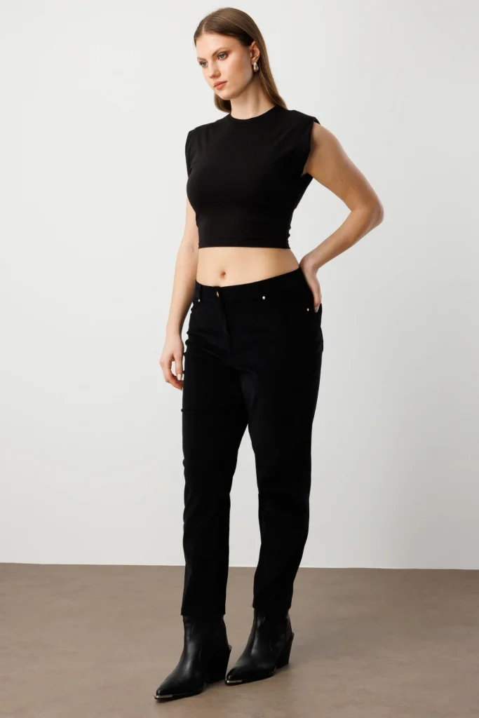 EKOL Dar Paça Kadife Pantolon 1051