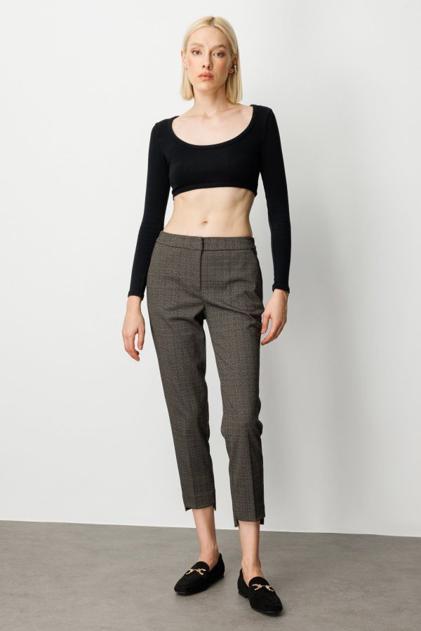 EKOL Desenli Dar Paça Pantolon 1067