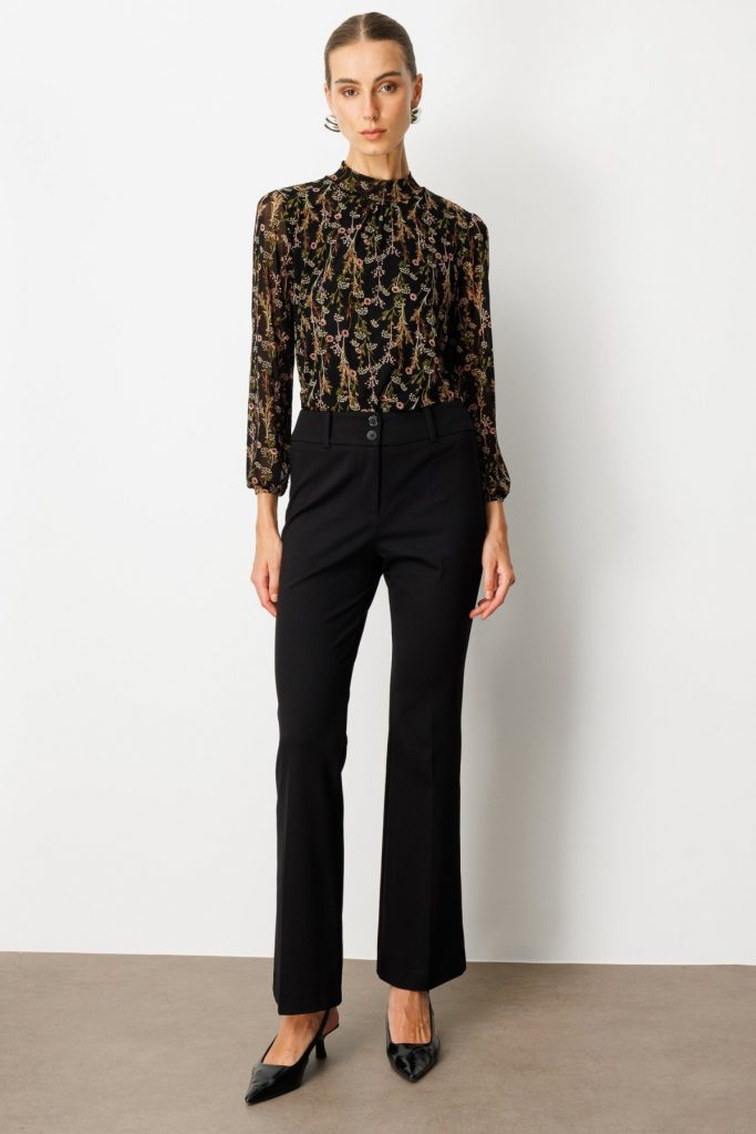 EKOL İspanyol Paça Cepsiz Pantolon 1081 - Siyah