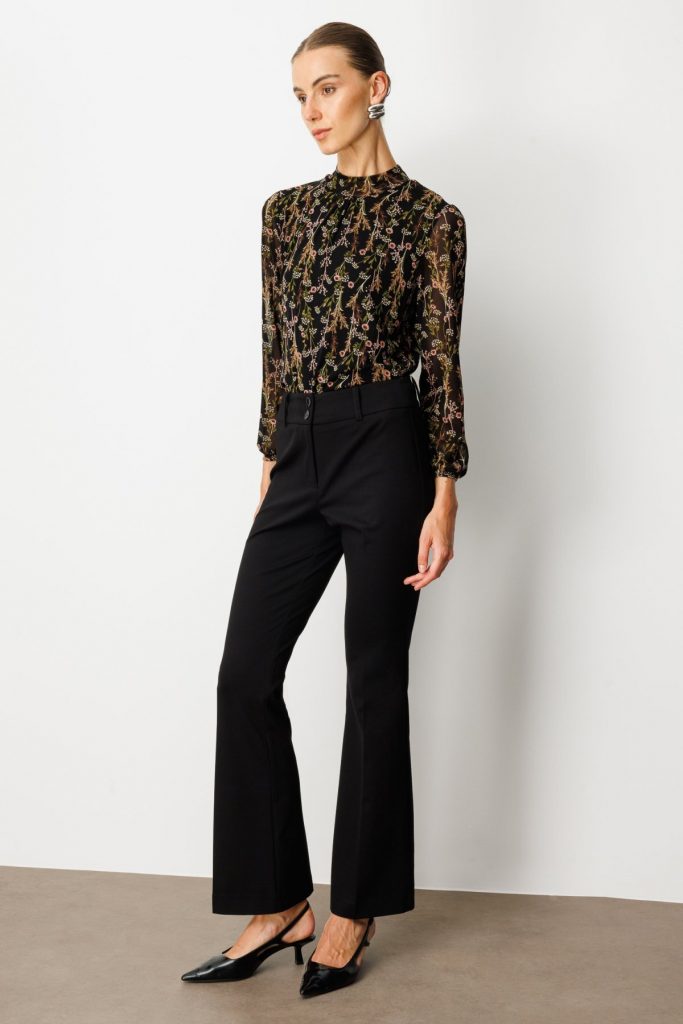 EKOL İspanyol Paça Cepsiz Pantolon 1081 - Siyah