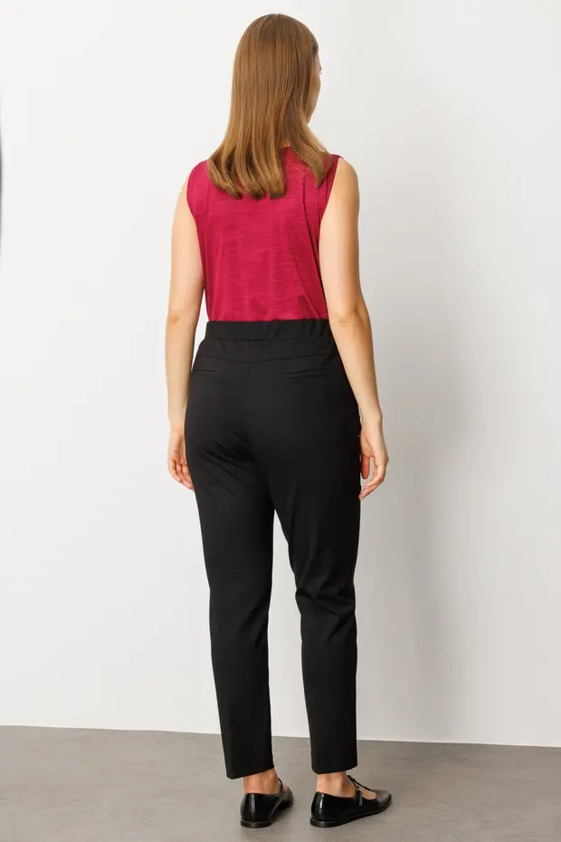 EKOL Dantel Süslemeli Dar Paça Pantolon 1087 - Siyah