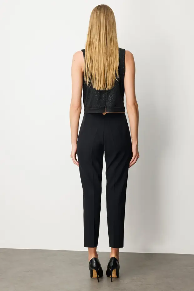 EKOL Beli Kalın Lastikli Dar Paça Pantolon  1109 - Siyah