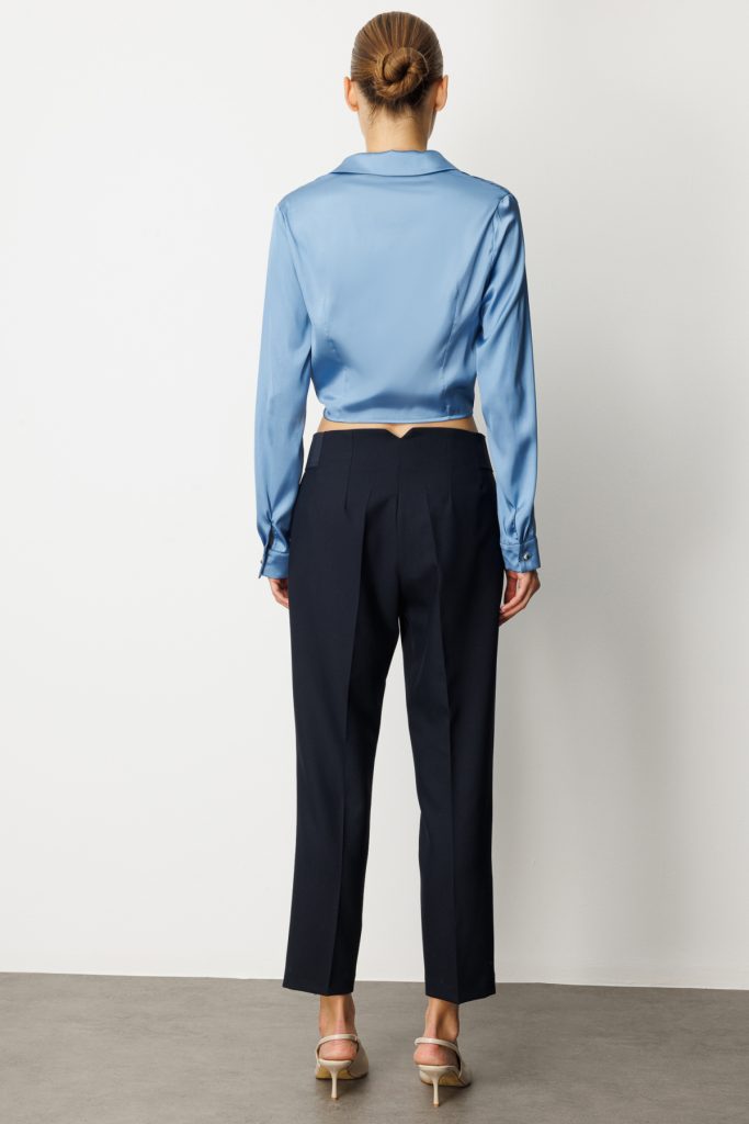 EKOL Beli Kalın Lastikli Dar Paça Pantolon  1109 - Lacivert