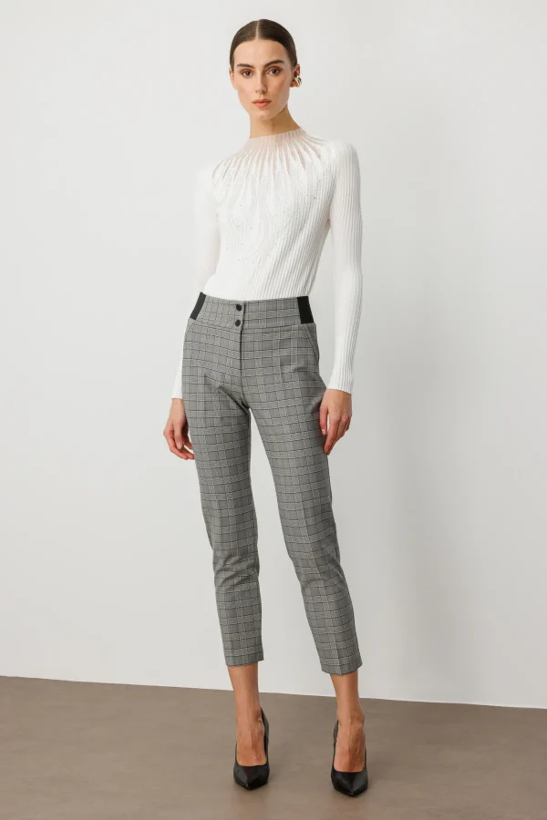 EKOL Ekoseli Dar Paça Pantolon 1201