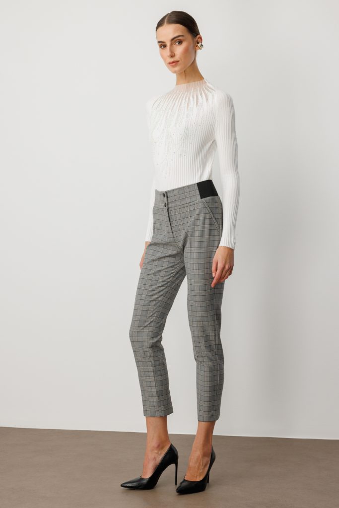 EKOL Ekoseli Dar Paça Pantolon 1201