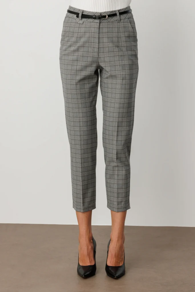 EKOL Beli Kemerli Ekoseli Pantolon 1203