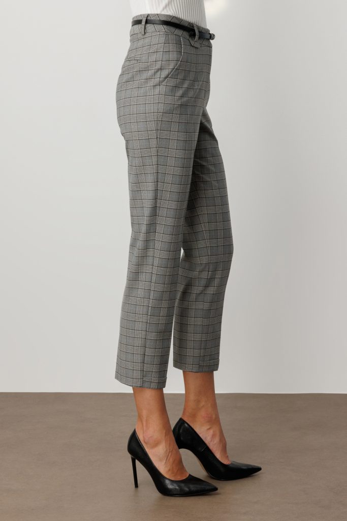 EKOL Beli Kemerli Ekoseli Pantolon 1203