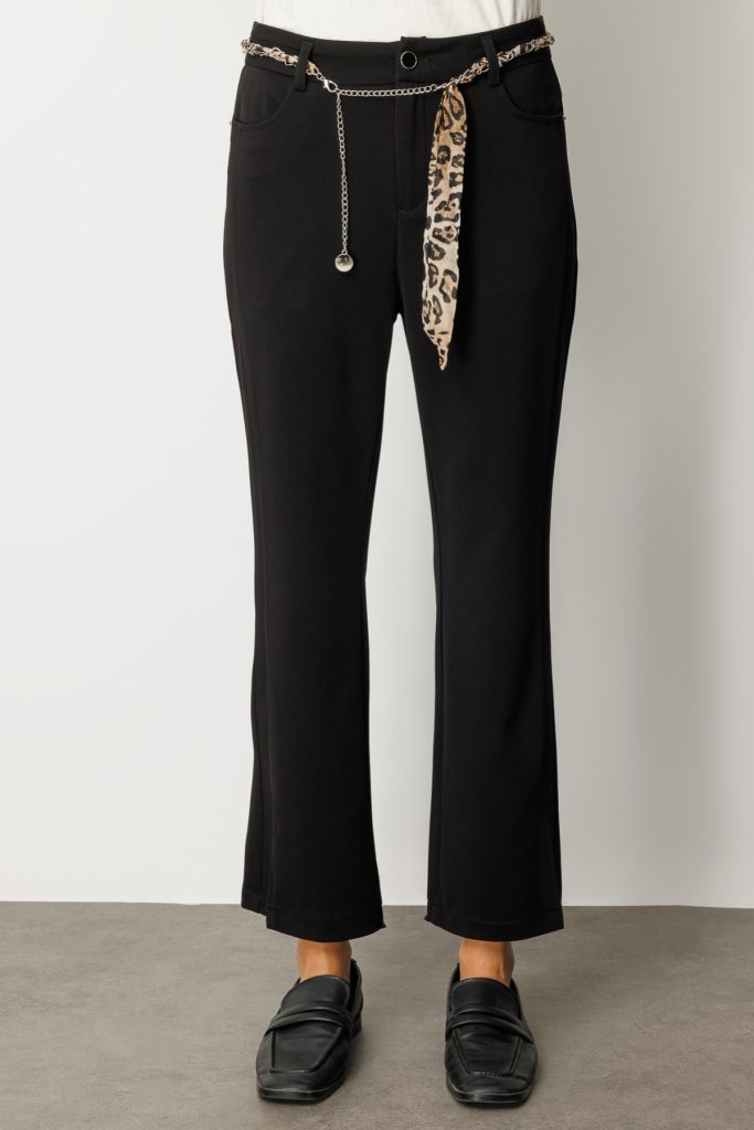 EKOL Yırtmaçlı Zincir Kemerli Pantolon 1901 - Siyah