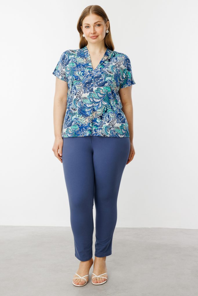 EKOL Beş Cep Dar Paça Büyük Beden Pantolon 2052 B.B - İNDİGO