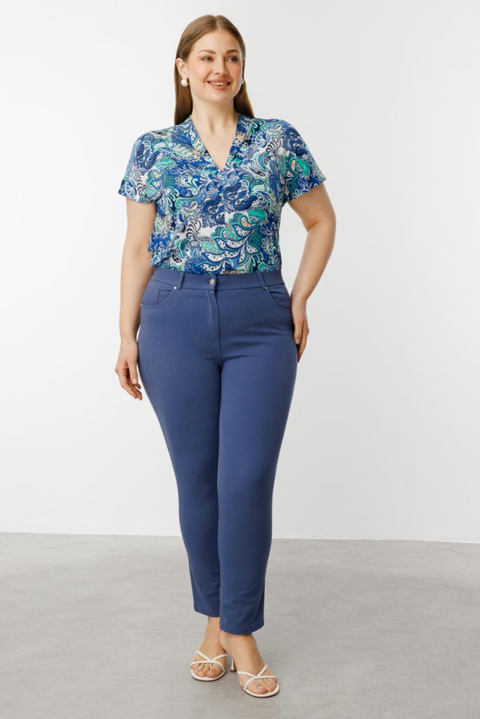 EKOL Beş Cep Dar Paça Büyük Beden Pantolon 2052 B.B - İNDİGO