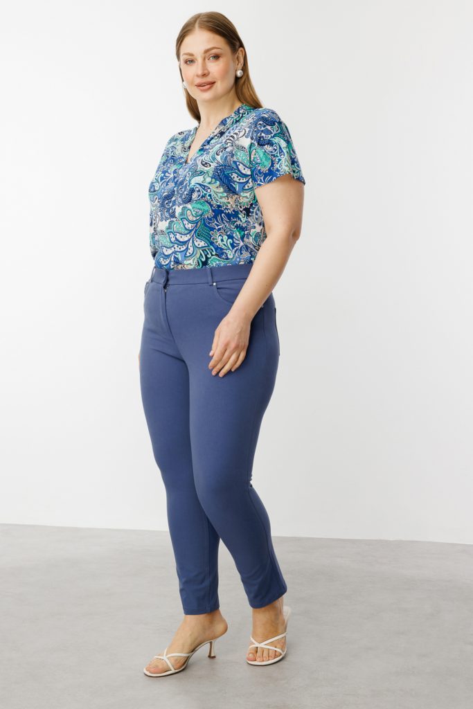 EKOL Beş Cep Dar Paça Büyük Beden Pantolon 2052 B.B - İNDİGO