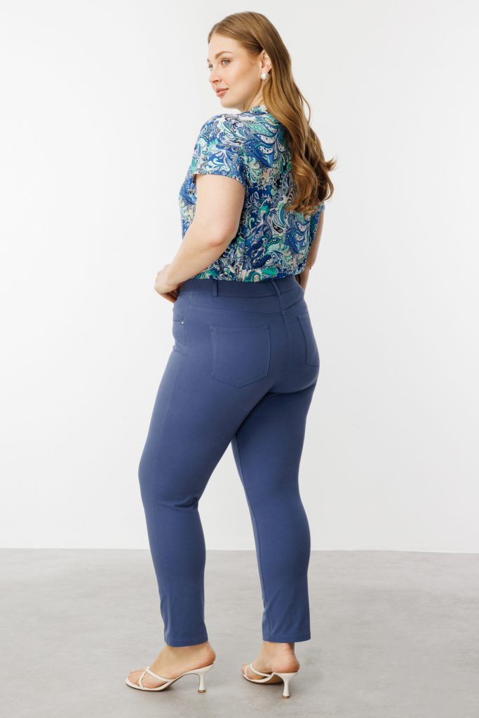 EKOL Beş Cep Dar Paça Büyük Beden Pantolon 2052 B.B - İNDİGO