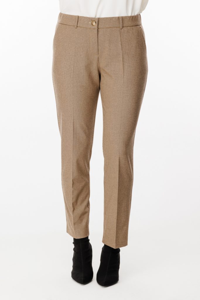 EKOL Mini Kazayağı Desenli Büyük Beden Kumaş Pantolon 4045 B.B