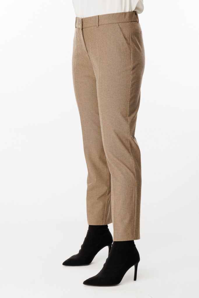 EKOL Mini Kazayağı Desenli Büyük Beden Kumaş Pantolon 4045 B.B