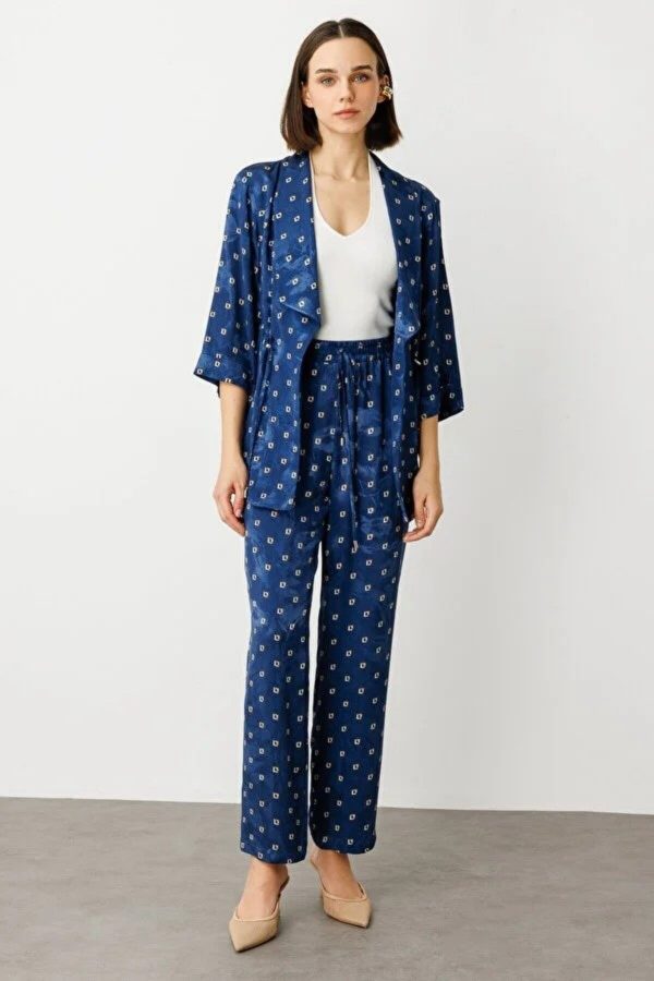 EKOL Beli Lastikli Desenli Pantolon 4244