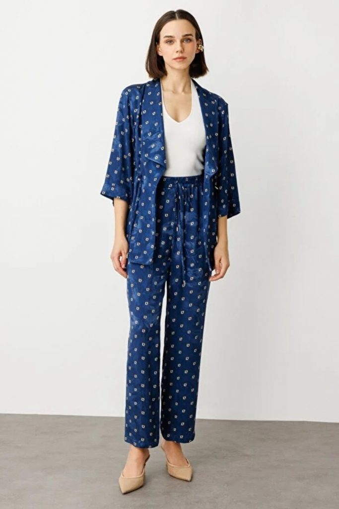 EKOL Beli Lastikli Desenli Pantolon 4244