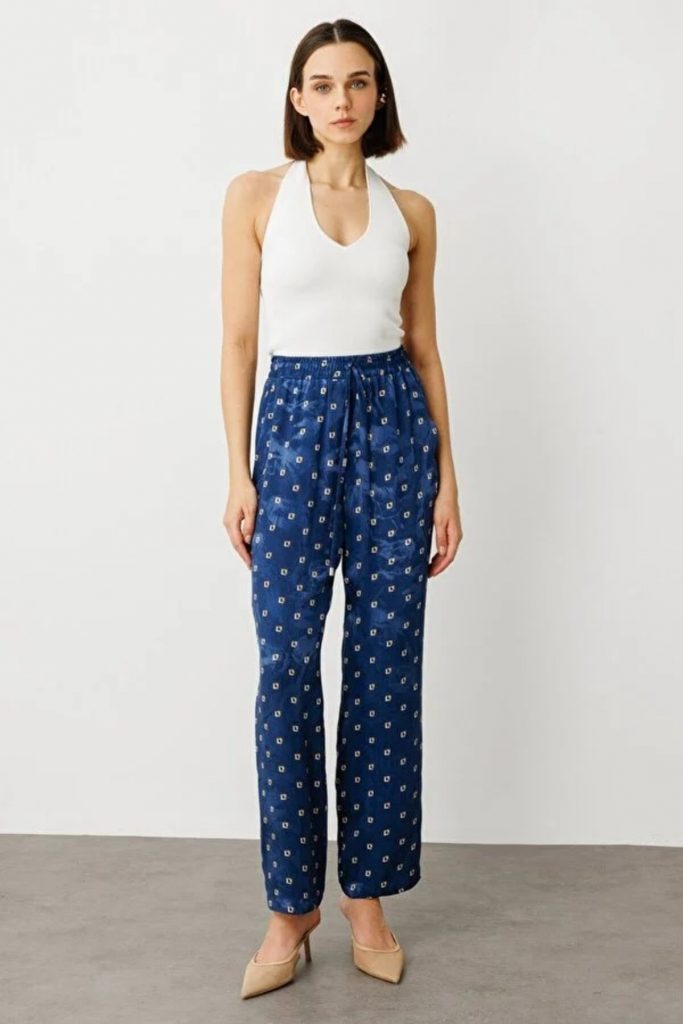 EKOL Beli Lastikli Desenli Pantolon 4244