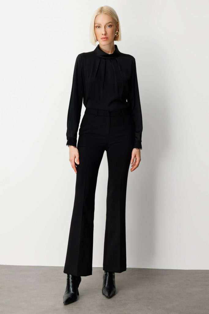 EKOL İspanyol Paça Yan Cepli Pantolon 5011 - Siyah