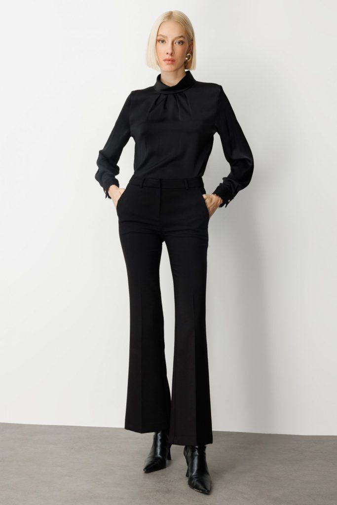 EKOL İspanyol Paça Yan Cepli Pantolon 5011 - Siyah